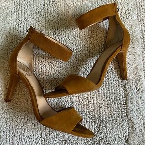 Vince Camuto Walnut Suede Leather Heel Sz 7.5 M - 3” heels